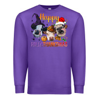 Purple Happy Hallothanksmas Cows Premium Sweatshirt - BundleAndBundleShop
