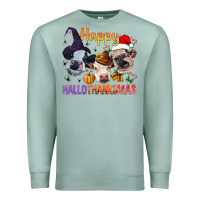 Seafoam Happy Hallothanksmas Cows Premium Sweatshirt - BundleAndBundleShop