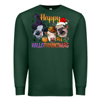Sports Green Happy Hallothanksmas Cows Premium Sweatshirt - BundleAndBundleShop