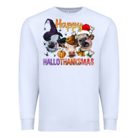 White Happy Hallothanksmas Cows Premium Sweatshirt - BundleAndBundleShop