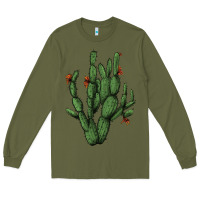 Army Green cactus with flowers Long Sleeve Tee - AdoDesignShop