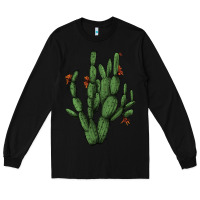 Black cactus with flowers Long Sleeve Tee - AdoDesignShop