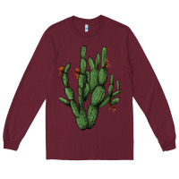 Burgundy cactus with flowers Long Sleeve Tee - AdoDesignShop