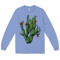 Colony Blue cactus with flowers Long Sleeve Tee - AdoDesignShop