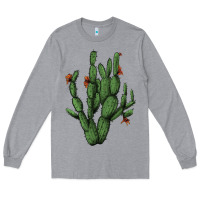 Heather Grey cactus with flowers Long Sleeve Tee - AdoDesignShop