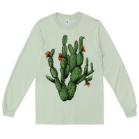 Matcha cactus with flowers Long Sleeve Tee - AdoDesignShop