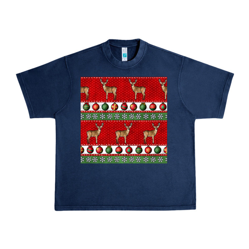 Christmas Deer And Ornaments Seamless Pattern Urban Heavy Tee by BundleAndBundleShop | Teevron