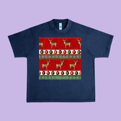 Christmas Deer And Ornaments Seamless Pattern Urban Heavy Tee Designed By Bundleandbundleshop