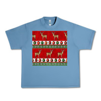 Pebble Blue christmas deer and ornaments seamless pattern Urban Heavy Tee - BundleAndBundleShop