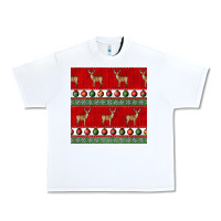 White christmas deer and ornaments seamless pattern Urban Heavy Tee - BundleAndBundleShop