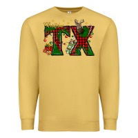 Antique Gold Christmas Texas With Deer Premium Sweatshirt - BundleAndBundleShop