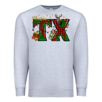 Heather Grey Christmas Texas With Deer Premium Sweatshirt - BundleAndBundleShop