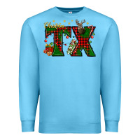 Ocean Blue Christmas Texas With Deer Premium Sweatshirt - BundleAndBundleShop