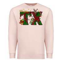 Pale Pink Christmas Texas With Deer Premium Sweatshirt - BundleAndBundleShop