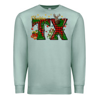 Seafoam Christmas Texas With Deer Premium Sweatshirt - BundleAndBundleShop
