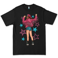 Black western pink with stars and cowgirl Premium Tee - texasbilliewilder