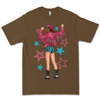 Cacao western pink with stars and cowgirl Premium Tee - texasbilliewilder