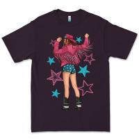 Plum western pink with stars and cowgirl Premium Tee - texasbilliewilder