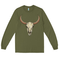 Army Green bull skull Long Sleeve Tee - AdoDesignShop