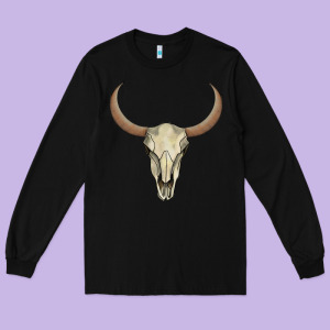 Bull Skull Long Sleeve Tee Designed By Adodesignshop