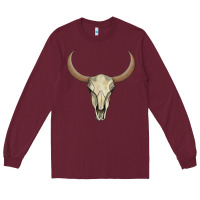 Burgundy bull skull Long Sleeve Tee - AdoDesignShop