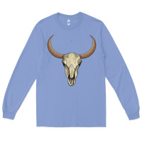 Colony Blue bull skull Long Sleeve Tee - AdoDesignShop