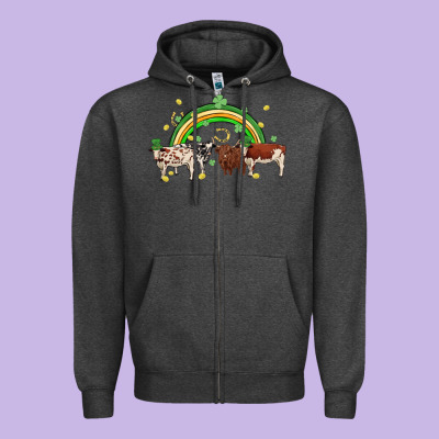 Cow St Patrick Days Zipper Hoodie Designed By Maliassmallbusiness