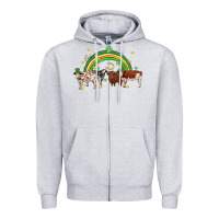 Heather Grey cow st patrick days Zipper Hoodie - MaliasSmallBusiness