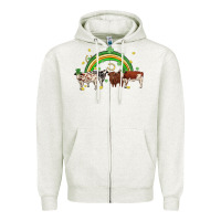 Oatmeal Heather cow st patrick days Zipper Hoodie - MaliasSmallBusiness