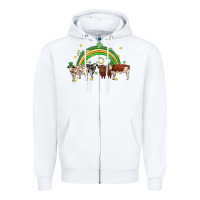 White cow st patrick days Zipper Hoodie - MaliasSmallBusiness