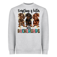 Heather Grey everything is better with dachshunds Heavyweight Sweatshirt - JahusDesignShop