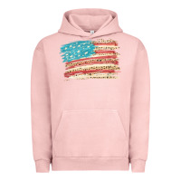 Pigment Salmon American flag with leopard Urban Hoodie - HowdyJamesFarm