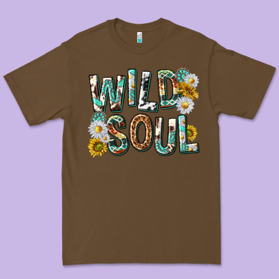 Premium Tee western wild soul with sunflowers