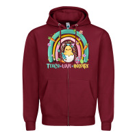 Burgundy teach love inspire rainbow Zipper Hoodie - MaliasSmallBusiness