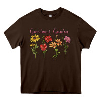 Chocolate Brown grandma's garden Heavy Core Tee - MaliasSmallBusiness