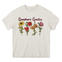 Cream grandma's garden Heavy Core Tee - MaliasSmallBusiness