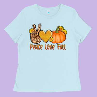 Peace Love Fall Ladies Tee Designed By Adodesignshop