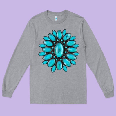 Turqoise Gemstone Long Sleeve Tee Designed By Adodesignshop
