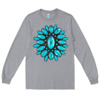 Heather Grey turqoise gemstone Long Sleeve Tee - AdoDesignShop