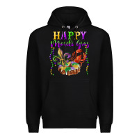 Black happy mardi gras fleur de lis king cake crawfish Premium Hoodie - RanaPortraitStore