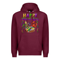 Burgundy happy mardi gras fleur de lis king cake crawfish Premium Hoodie - RanaPortraitStore