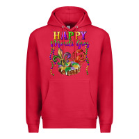 Cardinal happy mardi gras fleur de lis king cake crawfish Premium Hoodie - RanaPortraitStore
