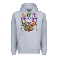 Heather Grey happy mardi gras fleur de lis king cake crawfish Premium Hoodie - RanaPortraitStore