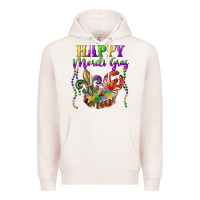 Pale Pink happy mardi gras fleur de lis king cake crawfish Premium Hoodie - RanaPortraitStore