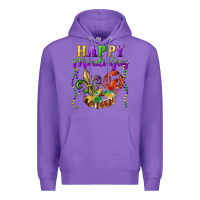 Purple happy mardi gras fleur de lis king cake crawfish Premium Hoodie - RanaPortraitStore