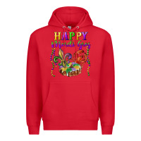 Red happy mardi gras fleur de lis king cake crawfish Premium Hoodie - RanaPortraitStore