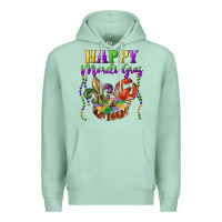 Seafoam happy mardi gras fleur de lis king cake crawfish Premium Hoodie - RanaPortraitStore