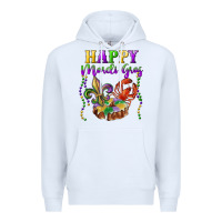 White happy mardi gras fleur de lis king cake crawfish Premium Hoodie - RanaPortraitStore