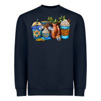 Navy hannukah coffee cups Heavyweight Sweatshirt - AdoDesignShop