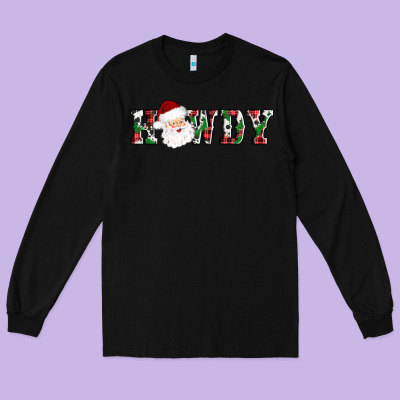 Howdy Santa Long Sleeve Tee Designed By Adodesignshop
